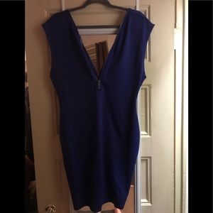 NWT zipper front & back tight blue mini dress!
